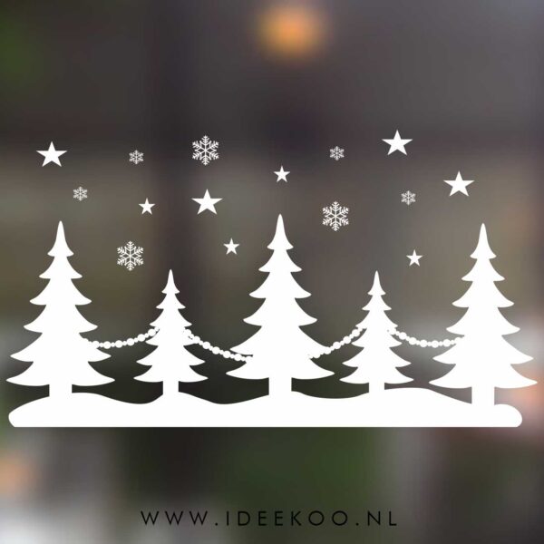 Raamsticker kerstbomen, Kerststicker, herbuikbare raamsticker kerst