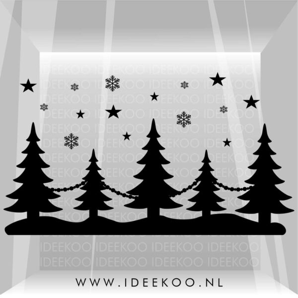 Raamsticker kerstbomen, Kerststicker, herbuikbare raamsticker kerst