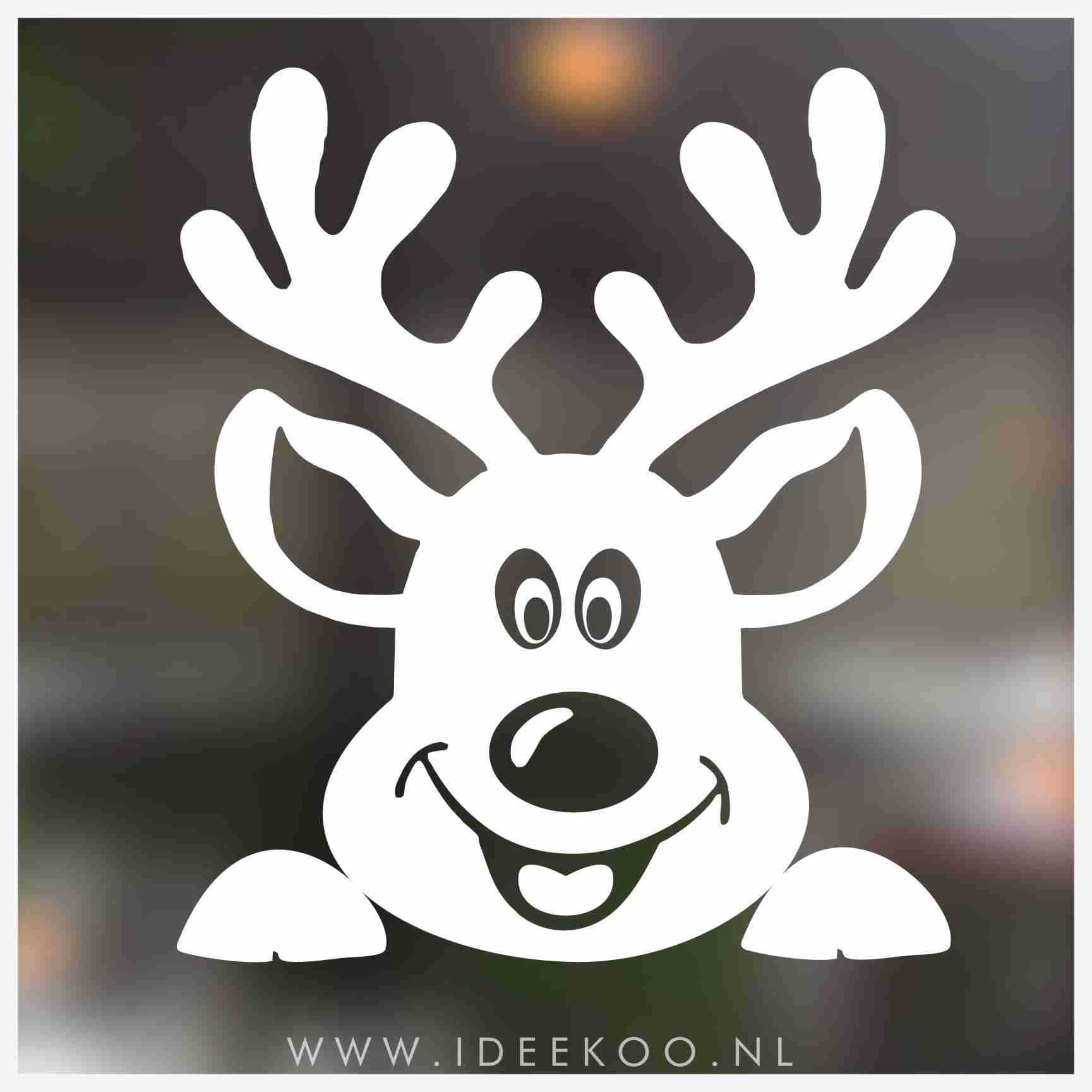 Raamsticker rendier, Raamsticker kerst, Raamsticker gluurrendier , herbuikbare sticker hert.
