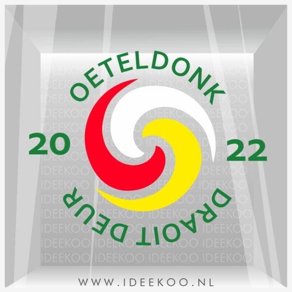 Raamsticker Oeteldonk draoit deur, Raamsticker Carnaval, Carnavalsticker
