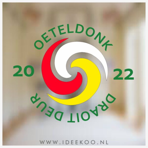 Raamsticker Oeteldonk draoit deur, Raamsticker Carnaval, Carnavalsticker