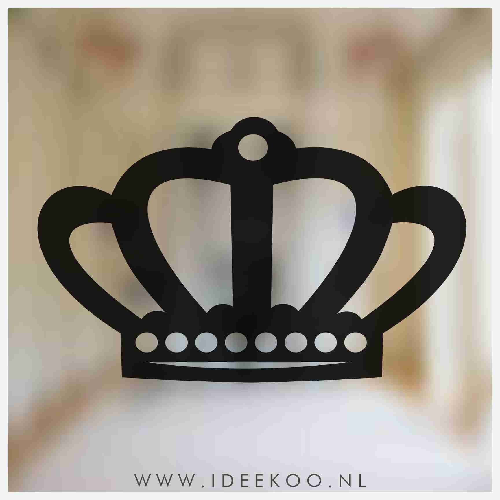 Oranje Kroon sticker, Raamsticker kroon, Herbruikbare sticker kroon
