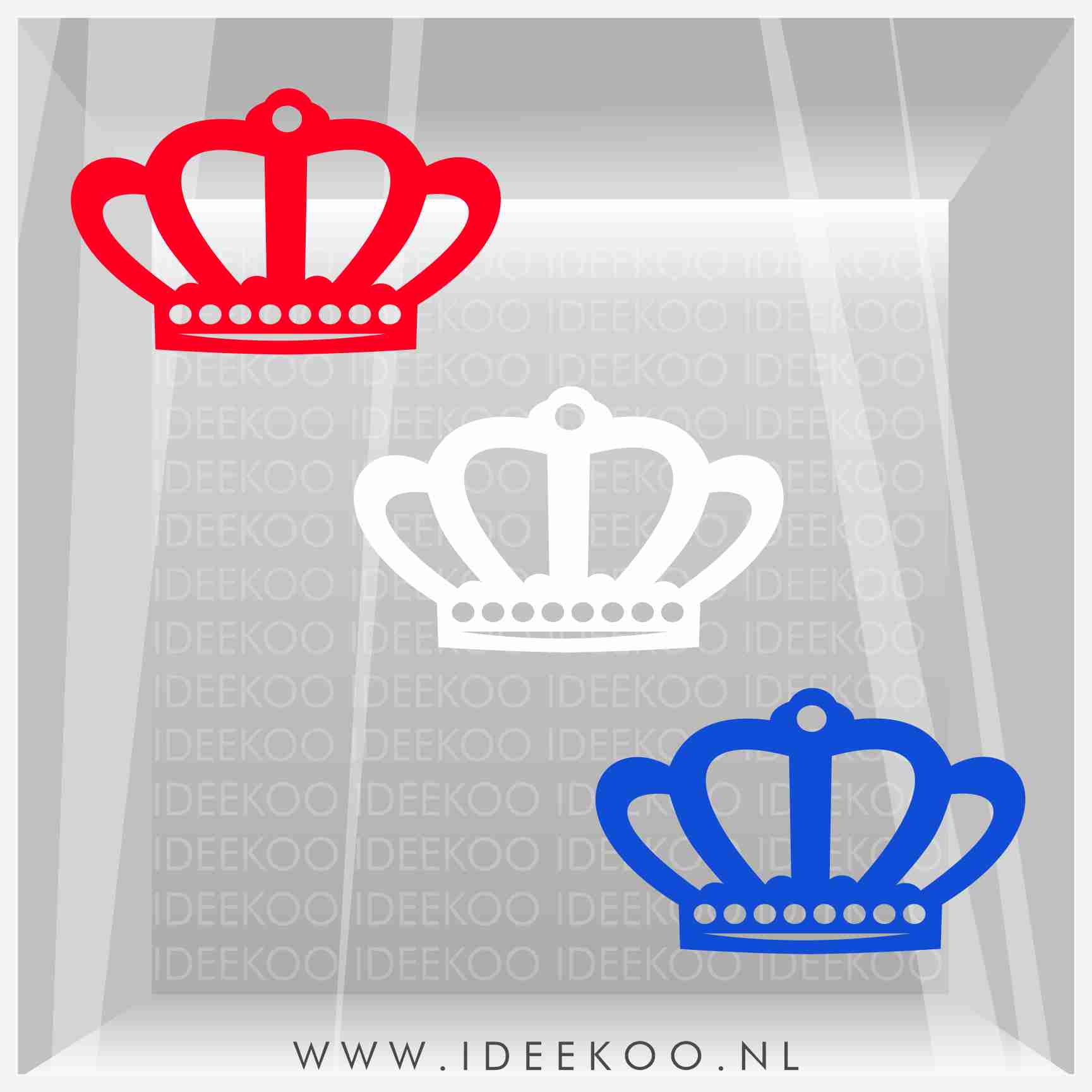 Rood wit blauw Kroon sticker, Raamsticker kroon, Herbruikbare sticker kroon