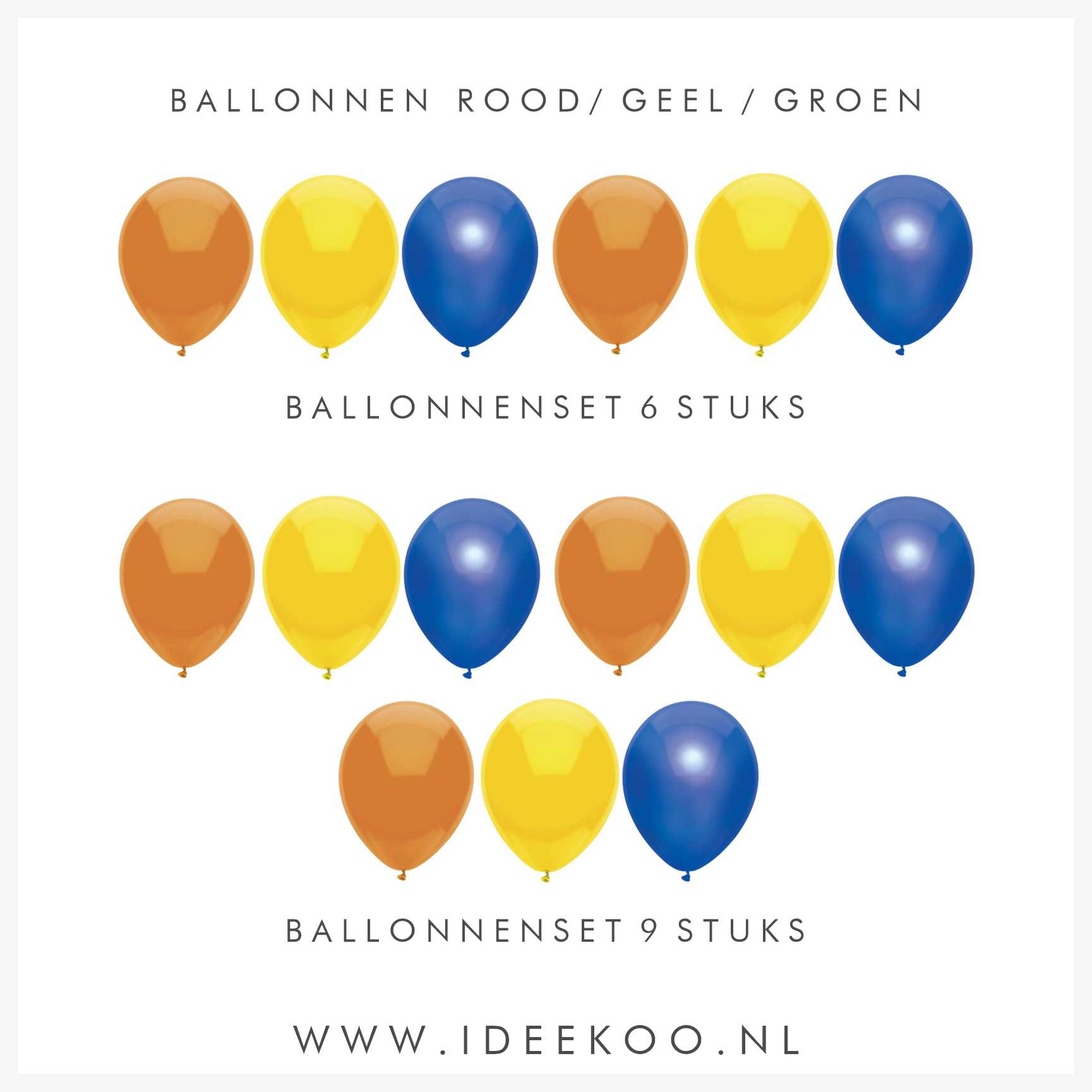 Ballonnen oranje/geel/blauw Krabbergatdonk