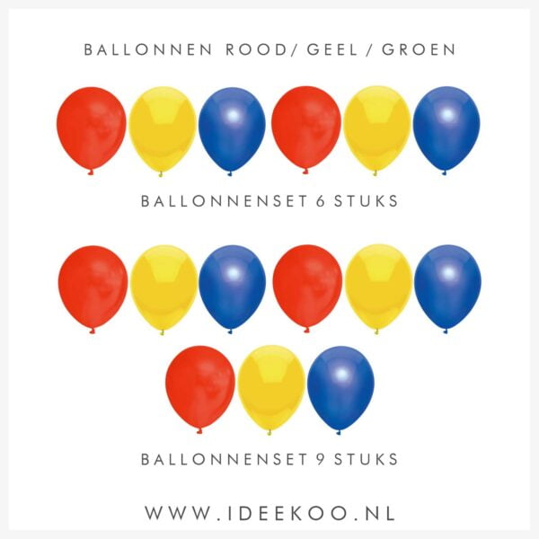 Ballonnen rood/geel/blauw