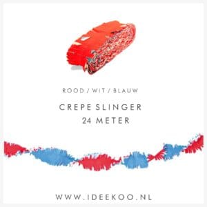 Crepeguirlande 24 meter rood wit blauw