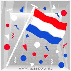 Raamsticker rood_wit_blauw, Koningsdag, Koning Willem-Alexander, Koningsdag versiering,Koningsnacht, kleedjesmarkt, vrijmarkt, kingsday festivals.